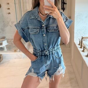 Denim Short Sleeve Romper
